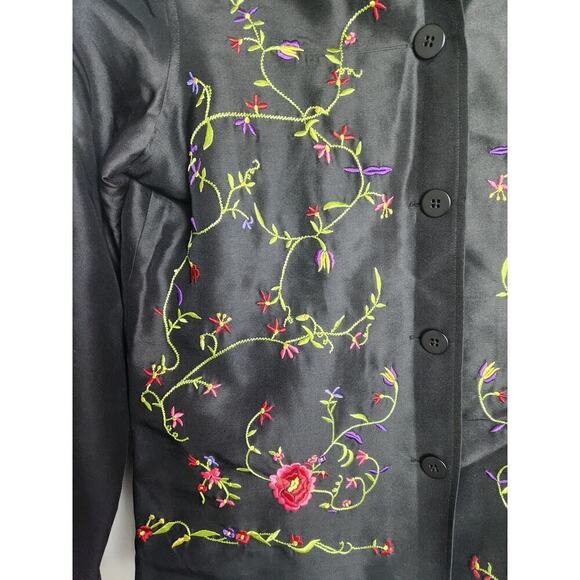 Vtg Coldwater Creek Silk button front embroidered lightweight jacket sz xs boho - Picture 3 of 10